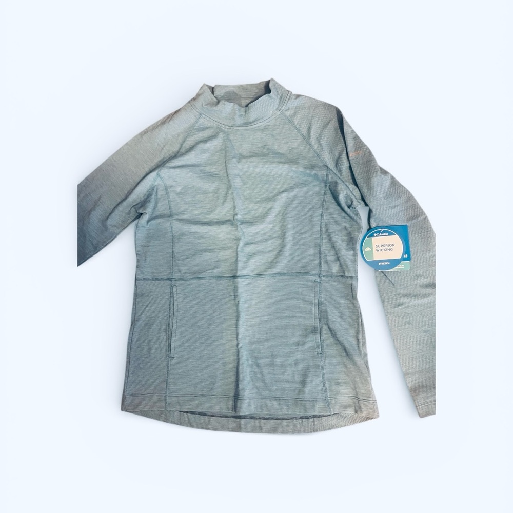 Columbia Willow Beach Pullover Womens Large Blue Omni-Wick Mock Neck AL1332-445